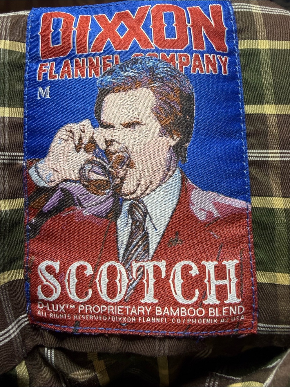 DIXXON Flannel Scotch Bamboo Blend Button Down Green Plaid Shirt Anchorman M - Picture 4 of 14